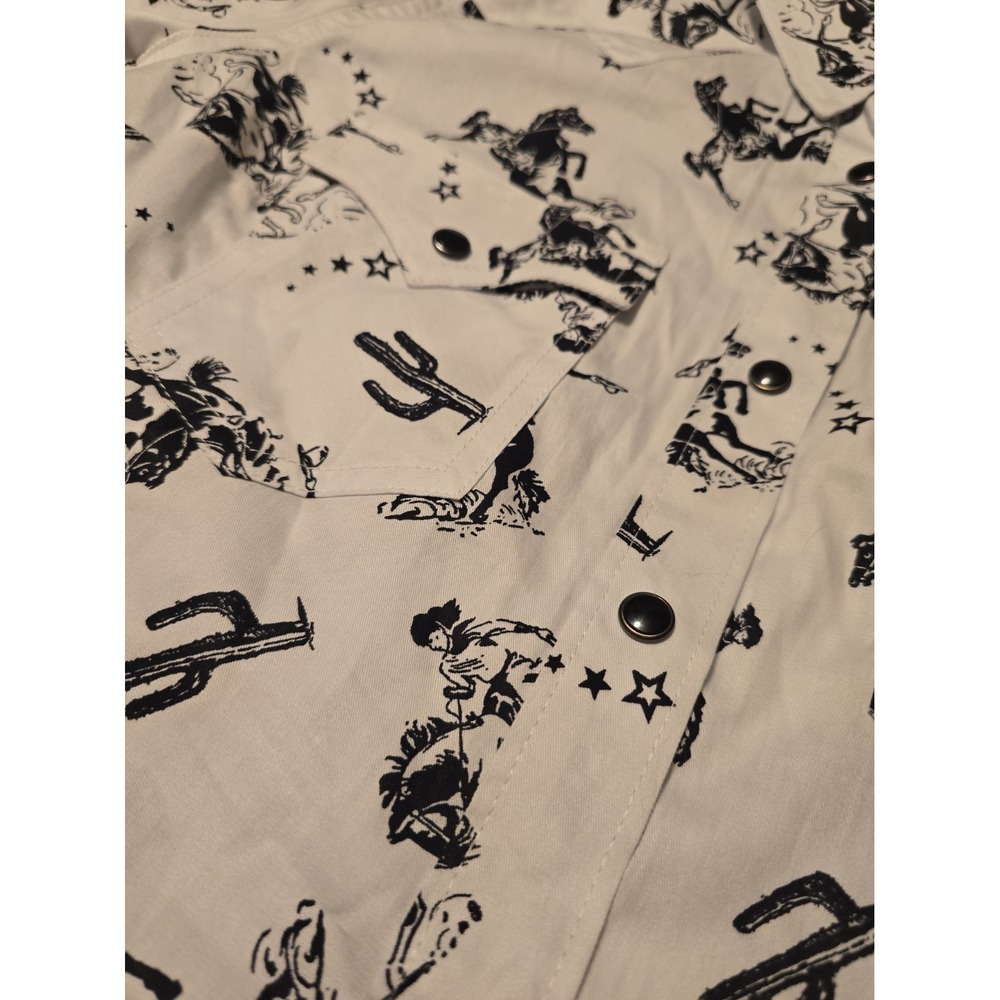 Wrangler Retro Western Pearl Snap Cowgirl Shirt Womens Med White Black 112330046 - Picture 5 of 12